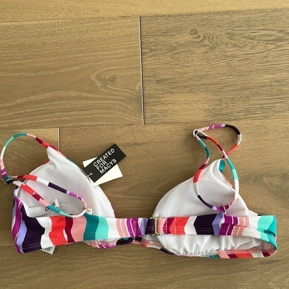 NWT Bar III MULTI Waves Printed Strappy Bralette Bikini Swim Top - Picture 3 of 5